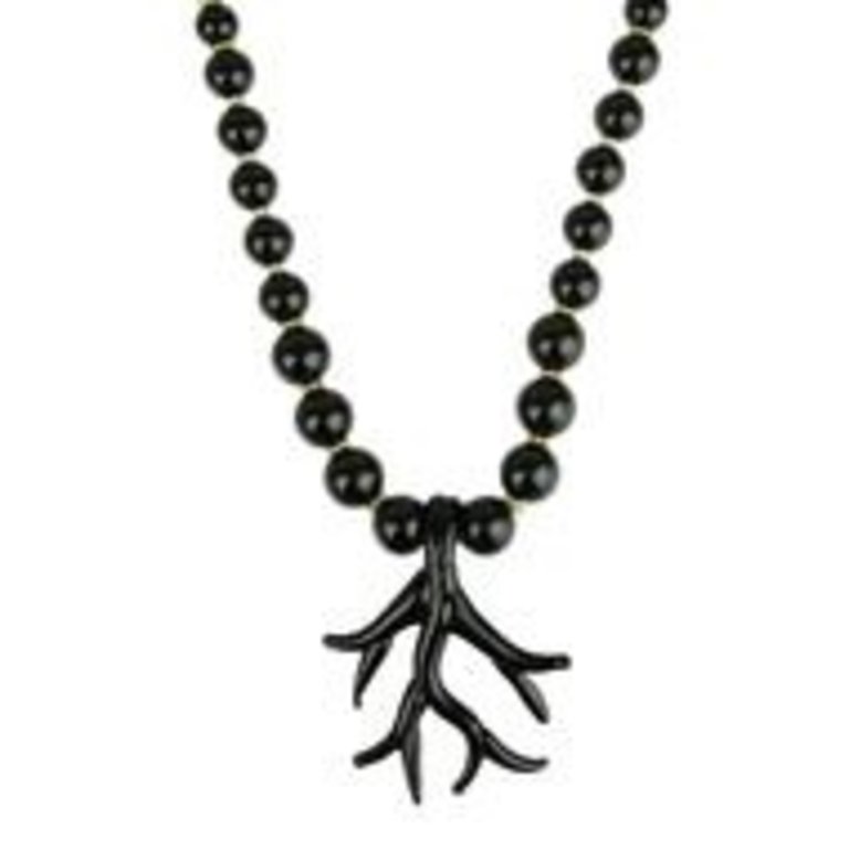 Katerina Psoma Zwarte onyx ketting met zwarte Murano glazen koraal hanger