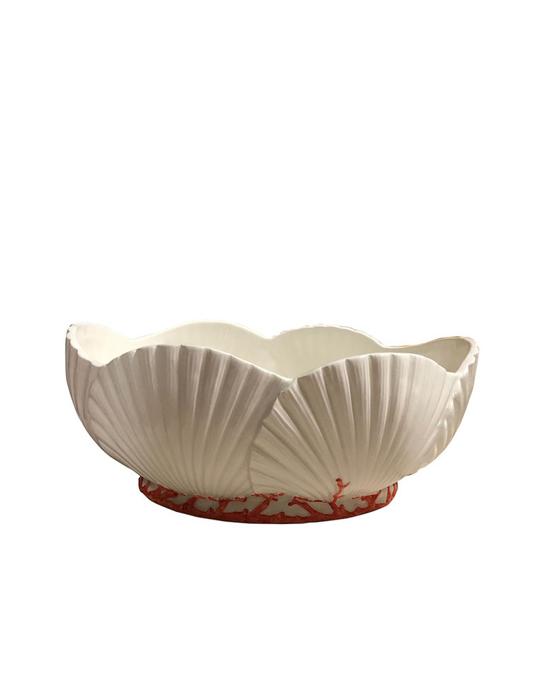 Les Ottomans Large porcelain serving bowl - shell and coral - 40 cm