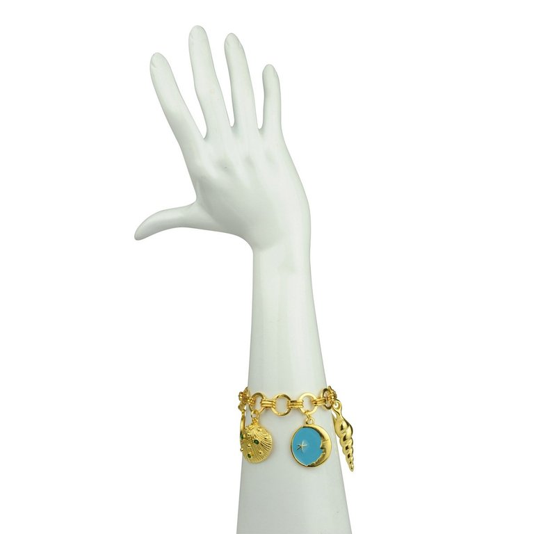 Katerina Psoma Bedelarmband – Verguld met turquoise emaille