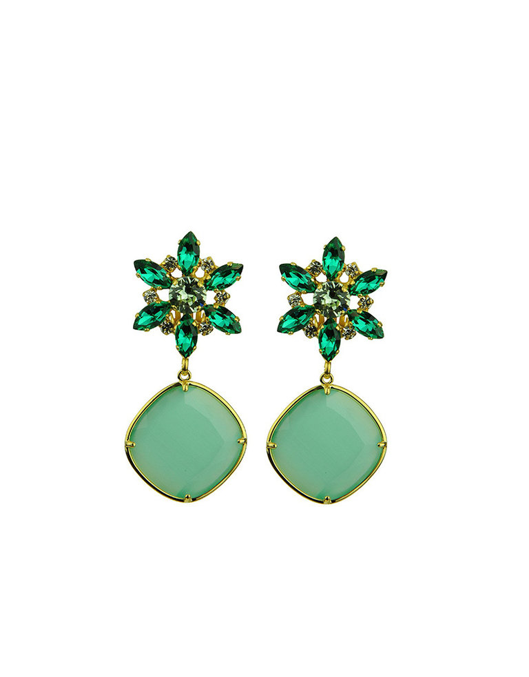 Katerina Psoma Flower earrings in greens