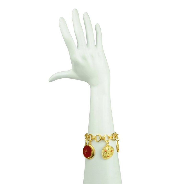 Katerina Psoma Vergulde bedel armband met rood emaille