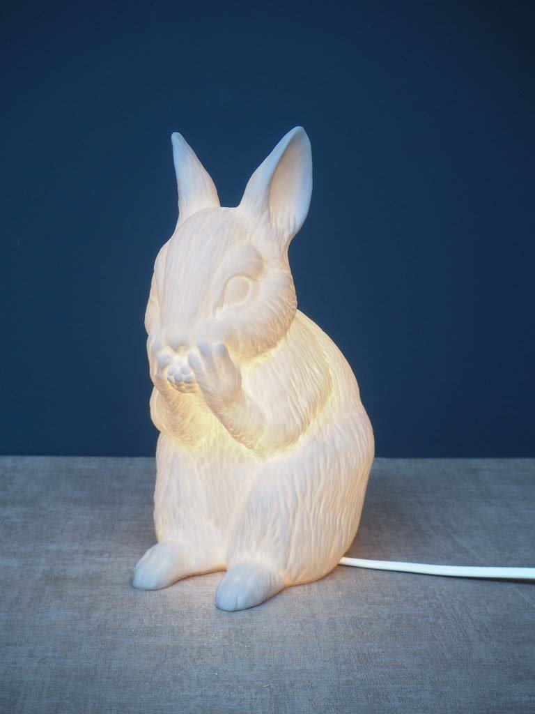 Biscuit porcelain rabbit lamp