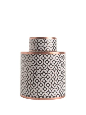 Fabienne Jouvin Cloisonné lage theebus,  zwart  en wit Fabienne Jouvin Cloisonné lage theebus,  zwart  en wit