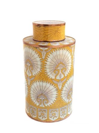 Fabienne Jouvin Cloisonné enameled tall tea box, yellow Turkmen Fabienne Jouvin Cloisonné enameled tall tea box, yellow Turkmen