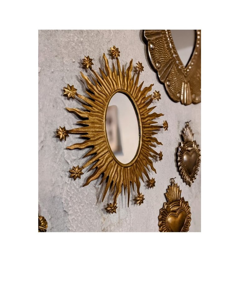 Boncoeurs Celeste ovalen goudkleurige spiegel met sterren (24 x 21 cm)
