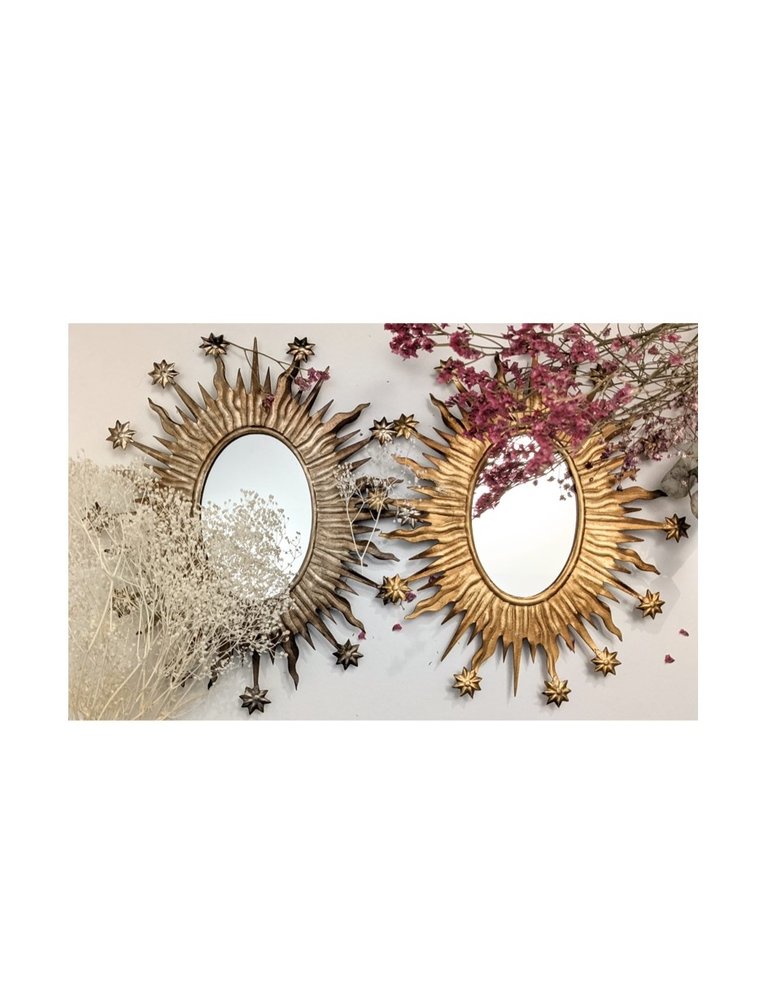 Boncoeurs Celeste oval antique gold star mirror (24 x 21 cm)