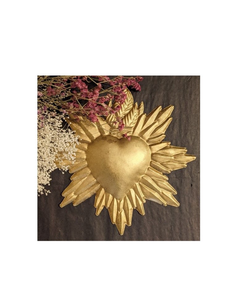 Boncoeurs Gold colored heart Jungle Rays (20 x 20 cm)