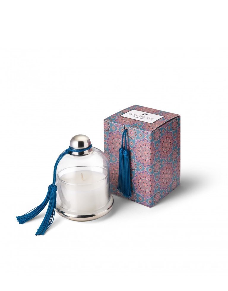 Côté Bougie Scented candle in bell jar with petrol tassel - Mint & tea