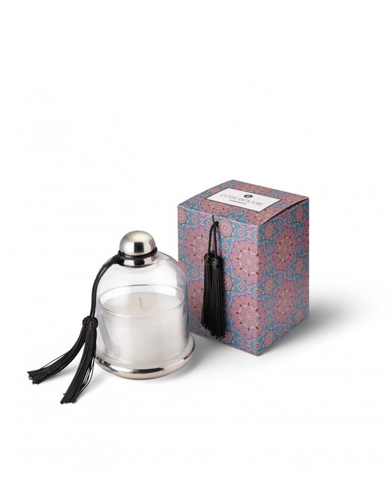 Côté Bougie Oud perfumed candle in bell jar with black tassel