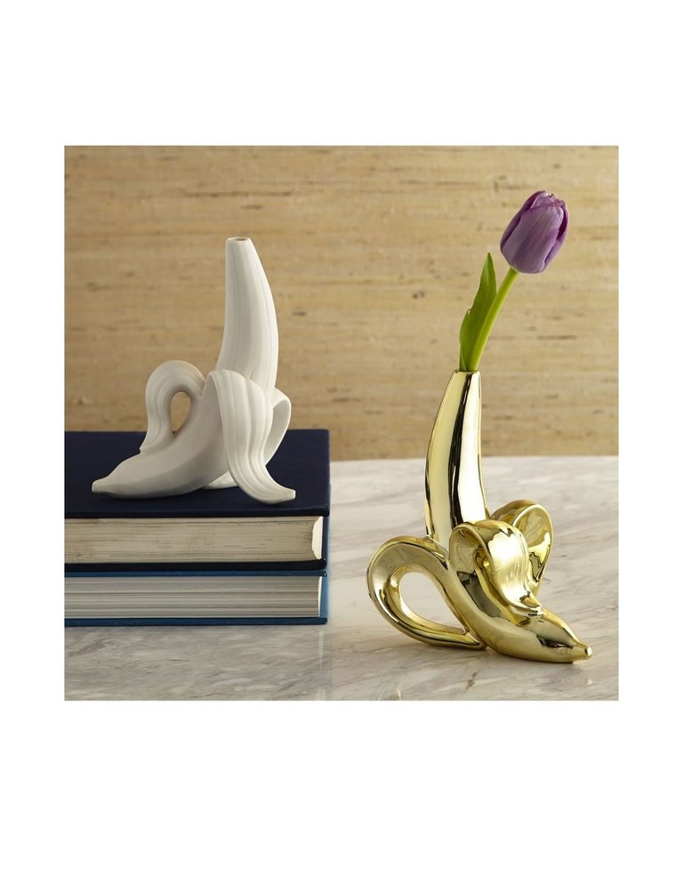 Jonathan Adler Golden porcelain banana bud vase