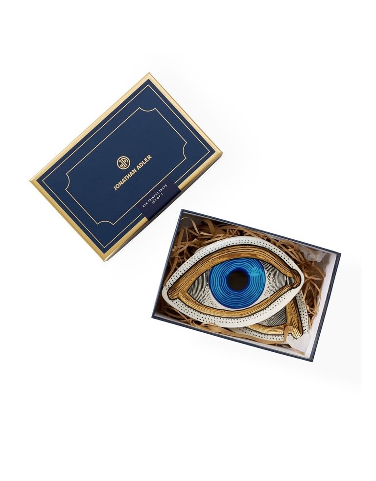 Jonathan Adler Decorated golden blue eye trinket tray - Single