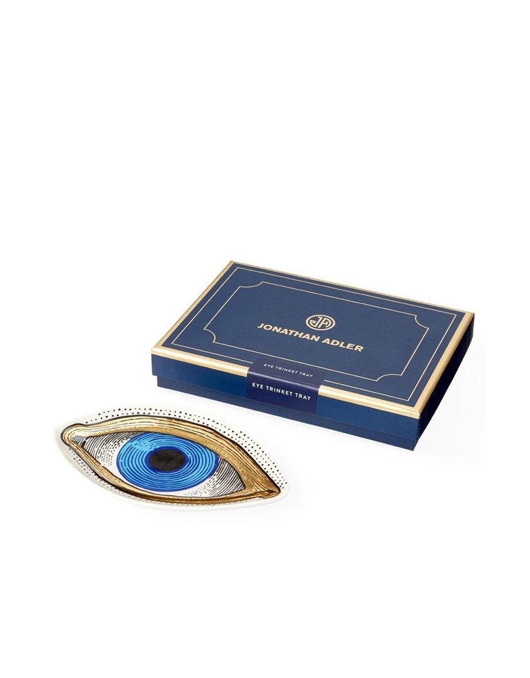 Jonathan Adler Decorated golden blue eye trinket tray - Single