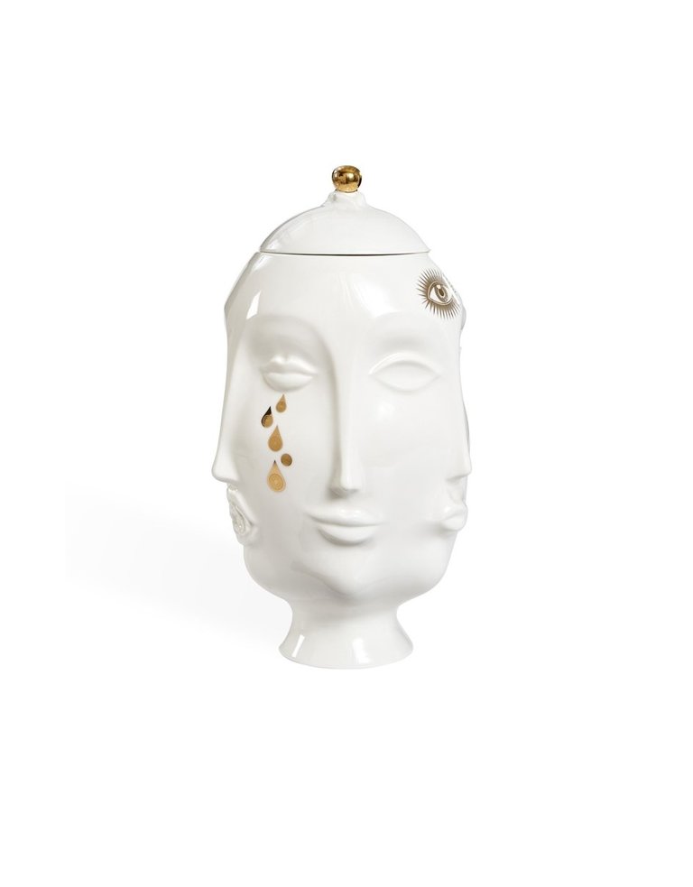 Jonathan Adler White porcelain gilded Muse Frida urn