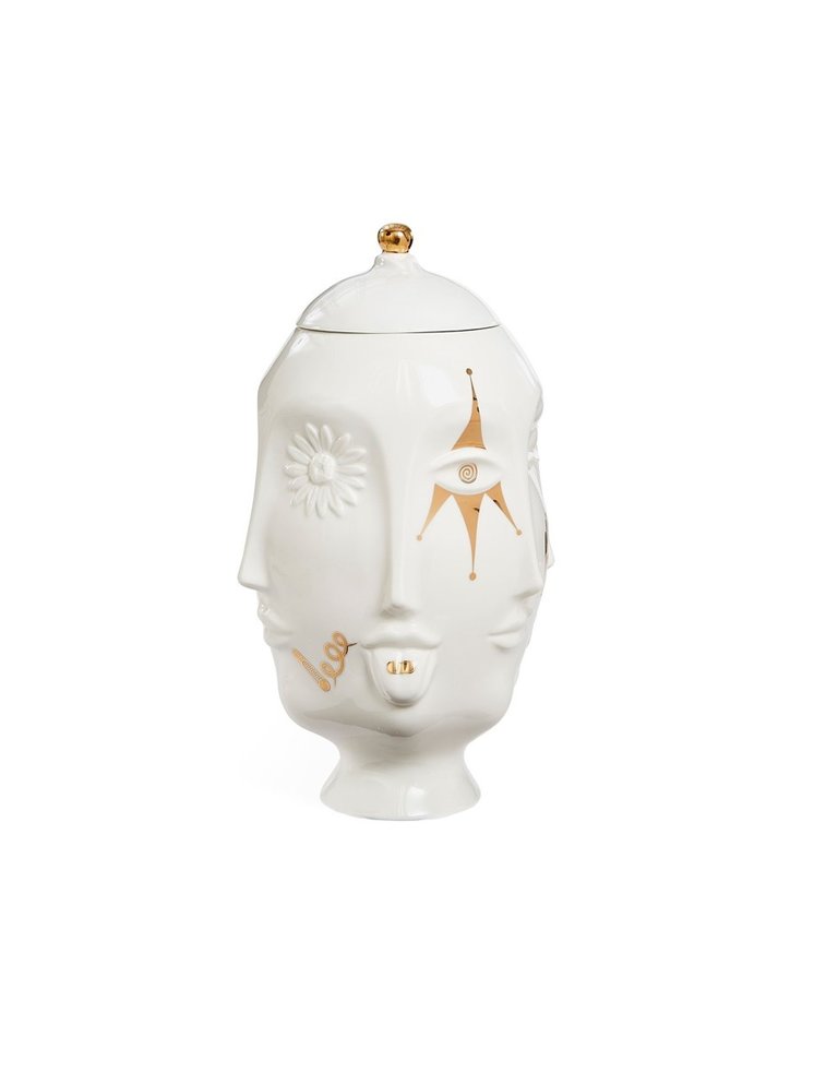 Jonathan Adler White porcelain gilded Muse Frida urn