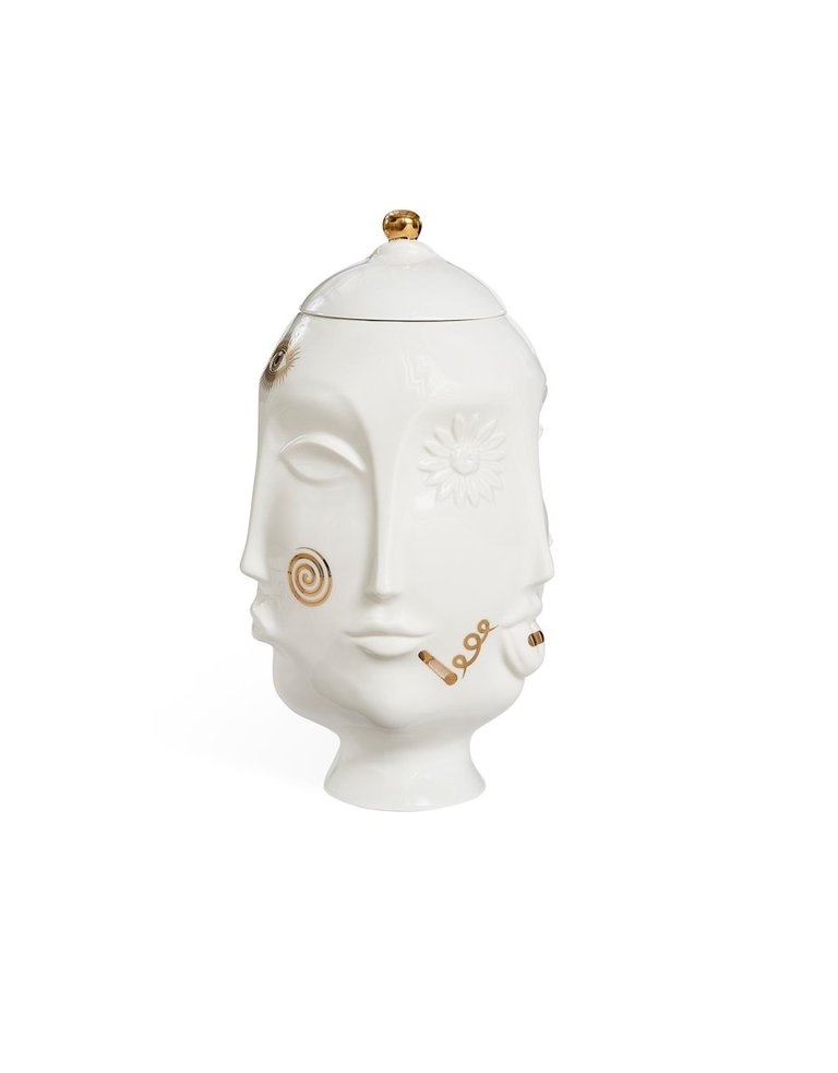 Jonathan Adler White porcelain gilded Muse Frida urn