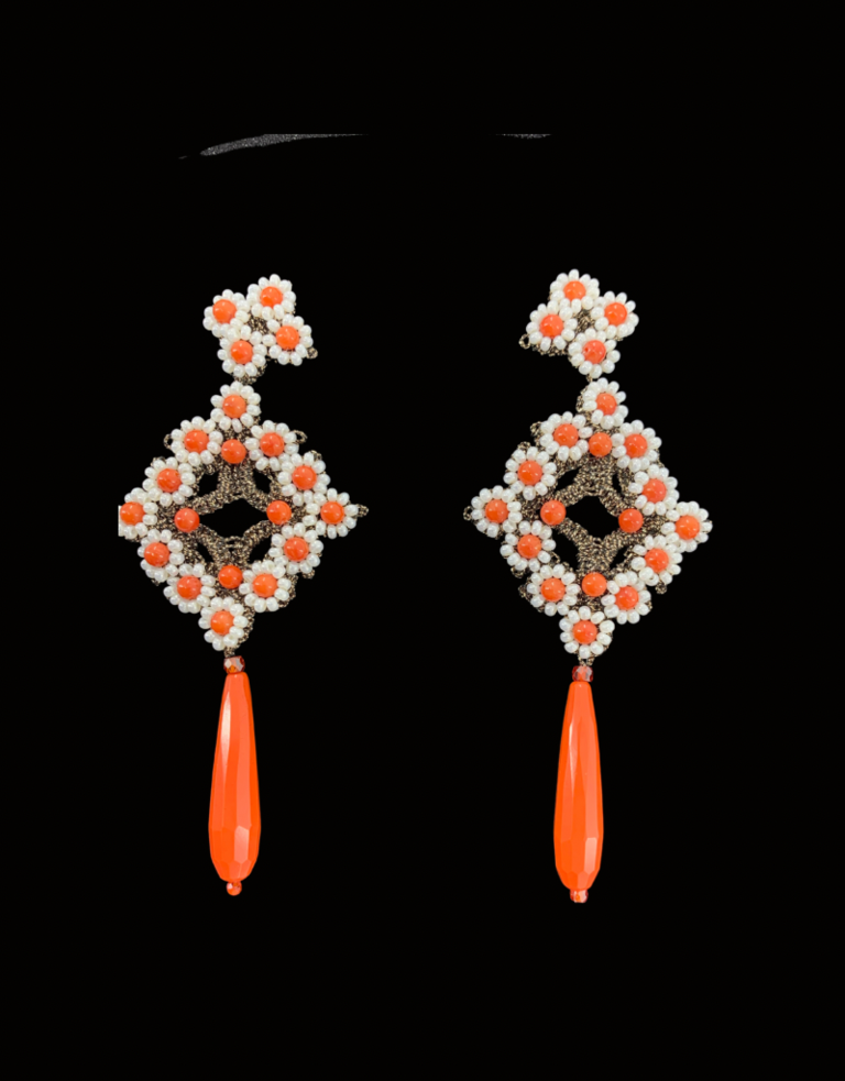 Agata Treasures Brigida coral drop earrings