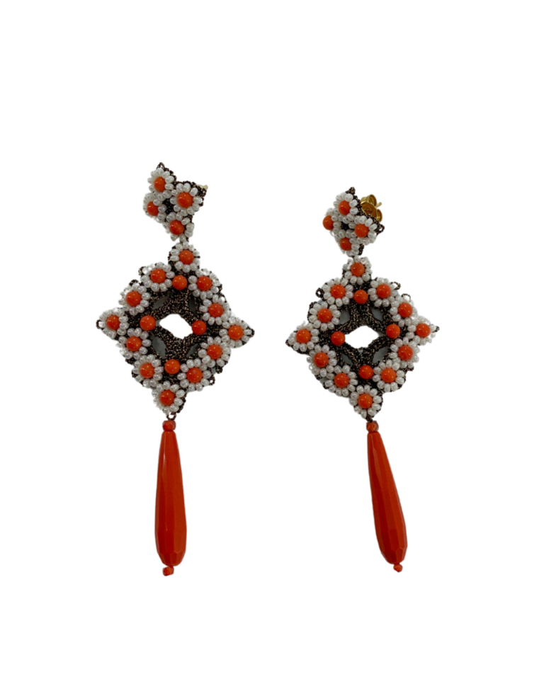Agata Treasures Brigida coral drop earrings
