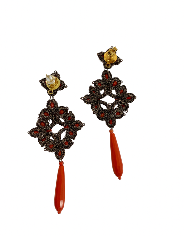 Agata Treasures Brigida coral drop earrings