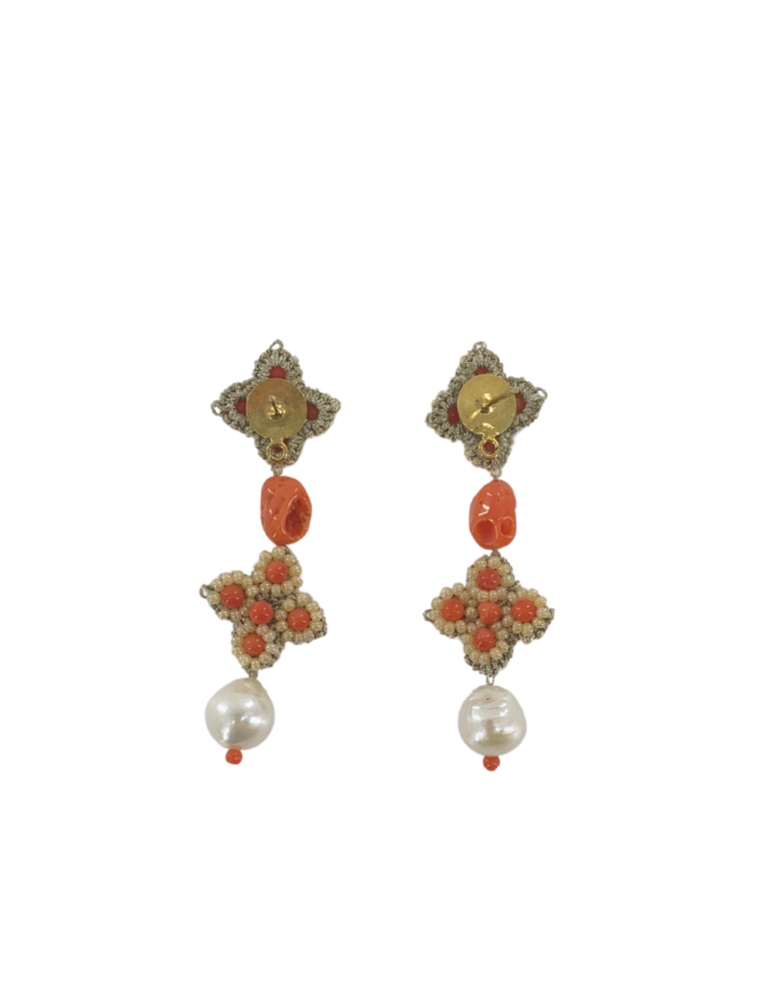 Agata Treasures Olivia red coral oorbellen