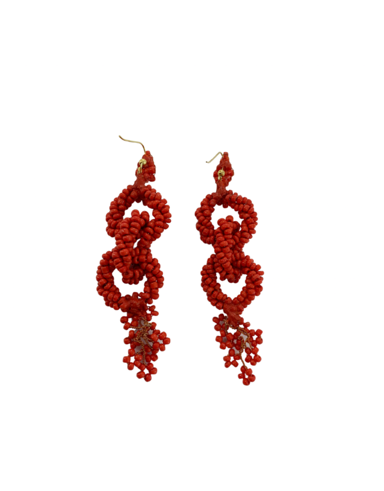 Agata Treasures Elisa red coral paste beads earrings