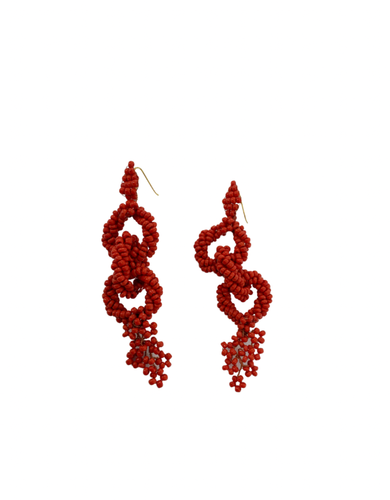 Agata Treasures Elisa red coral paste beads earrings