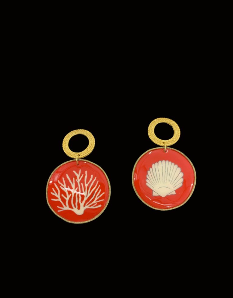 Agata Treasures Hand painted shell and coral earrings