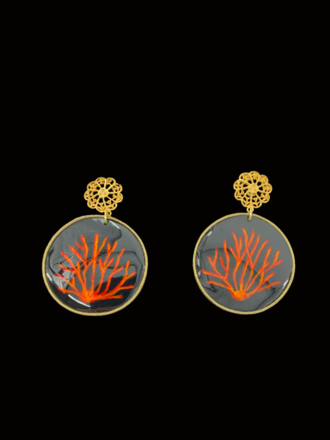 Agata Treasures Coral earrings - Black Agata Treasures Coral earrings - Black