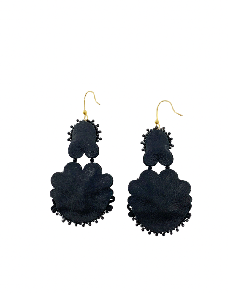 Agata Treasures Flora black and malachite earrings