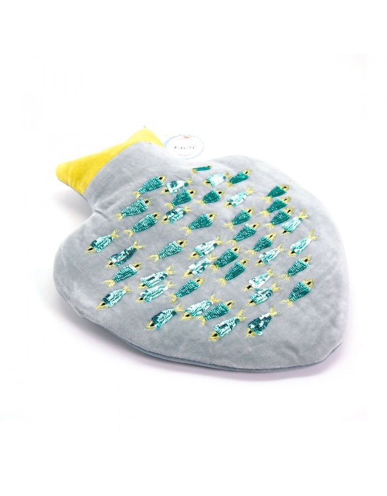 Noï/Natural Life Grey sequined fish hot water bottle