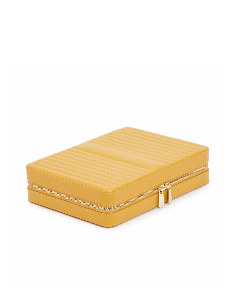 WOLF Leather travel jewelry zip case - Maria- large - Dark yellow