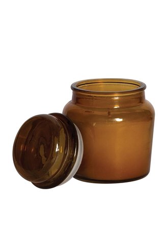 Amberkleurige pot met kaars - groot Amberkleurige pot met kaars - groot