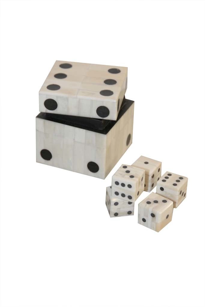 White wooden dice box