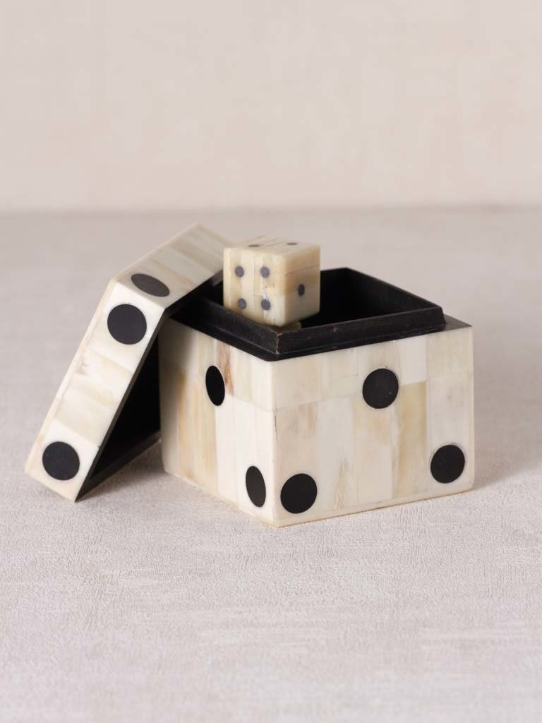 White wooden dice box