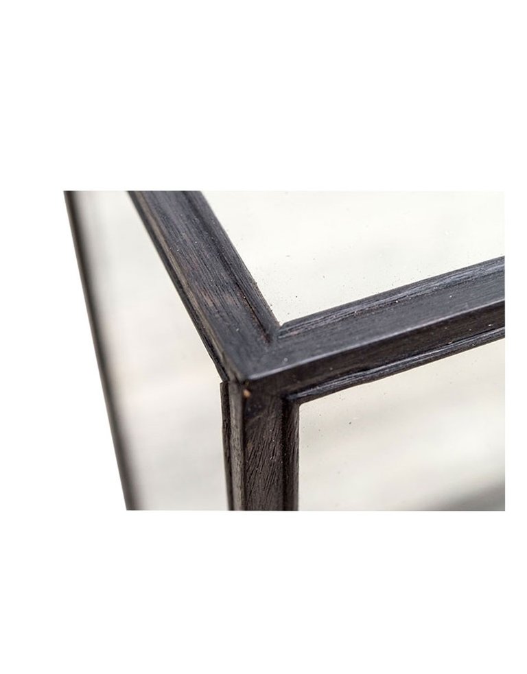 Rechthoekig glazen display huisje met houten frame - L