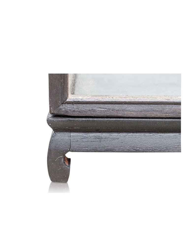 Rechthoekig glazen display huisje met houten frame - L