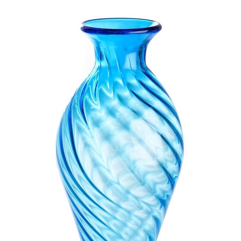 Long blue glass vase