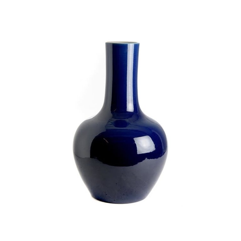 Sapphire blue straight neck vase