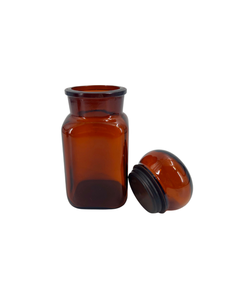 Vintage Amber apothecary bottle square