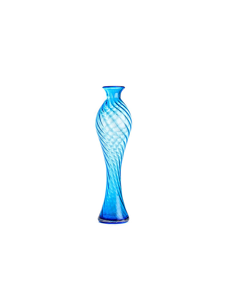 Long blue glass vase