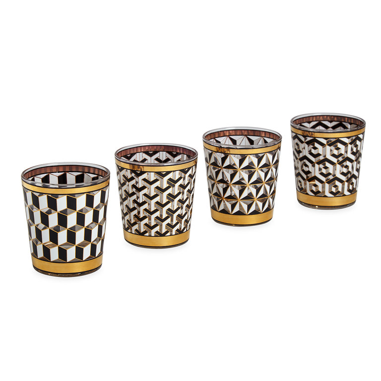 Jonathan Adler Boxed versailles glassware set - black/white