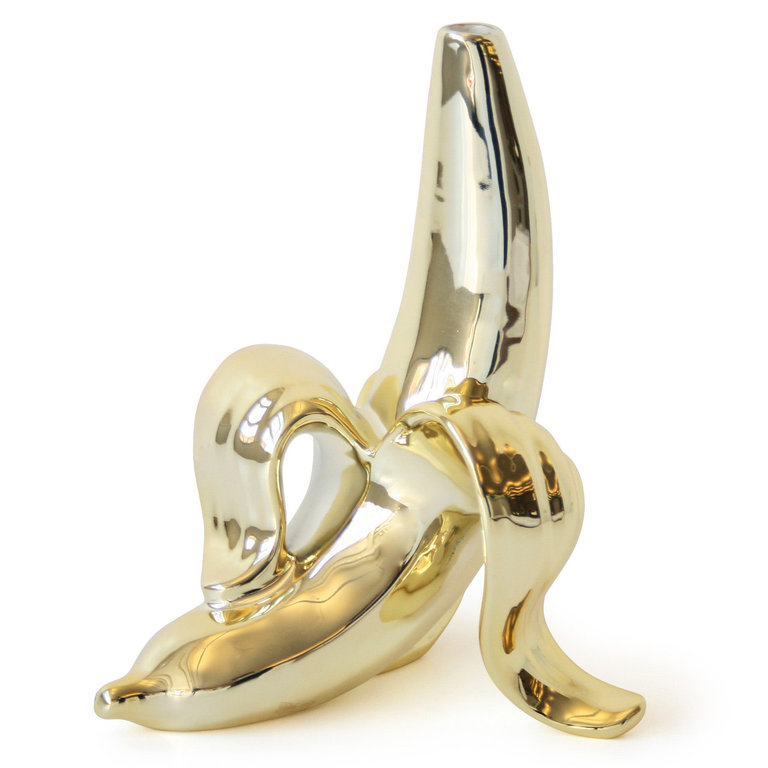Jonathan Adler Gouden porseleinen bananen vaasje