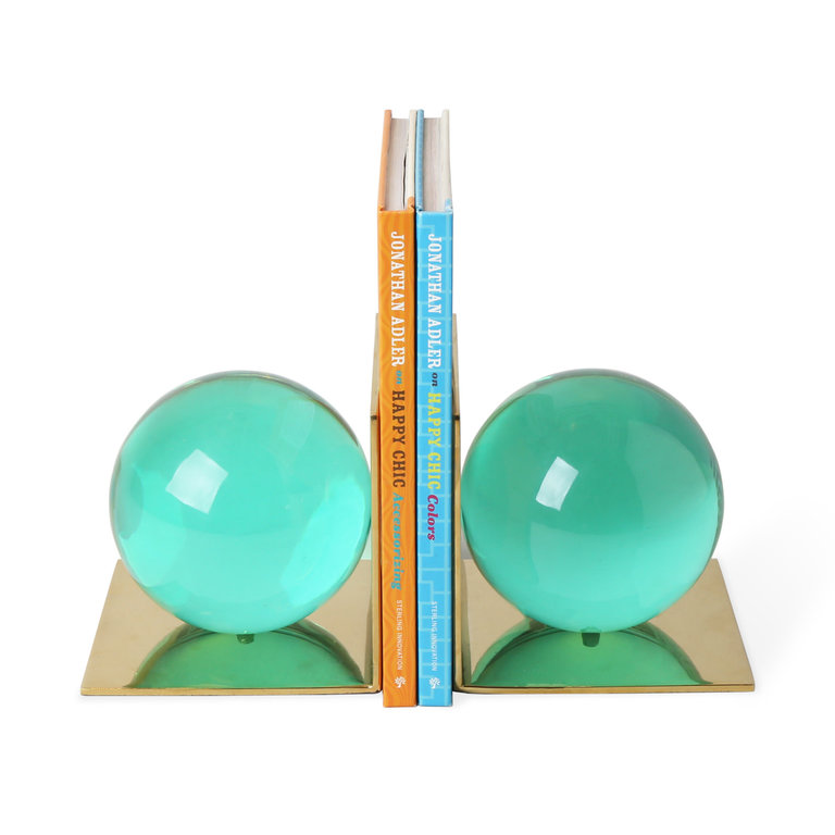 Jonathan Adler Globo Bookend set - Green/blue