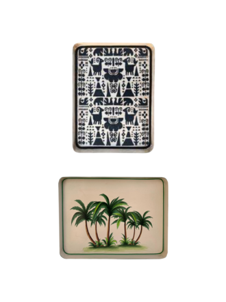 Les Ottomans Hand painted iron tray - 2 designs Les Ottomans Hand painted iron tray - 2 designs