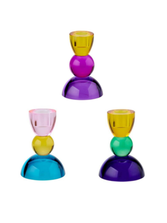 Giftcompany Gekleurde kaarsenhouder van kristal - drie kleurcombinaties Giftcompany Gekleurde kaarsenhouder van kristal - drie kleurcombinaties