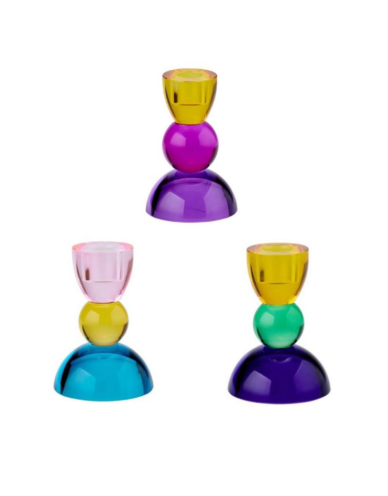 Eerlijkheid solide nakoming Gekleurde kaarsenhouder van kristal - drie kleurcombinaties - Curiosa  Cabinet