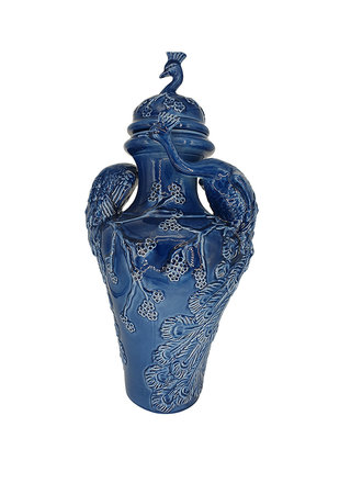 Les Ottomans Large blue Peacock vase Les Ottomans Large blue Peacock vase