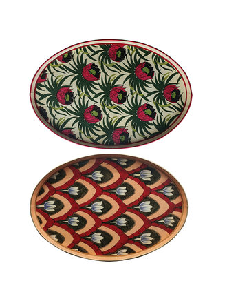 Les Ottomans Groot handgeschilderd Ikat dienblad - twee designs Les Ottomans Groot handgeschilderd Ikat dienblad - twee designs