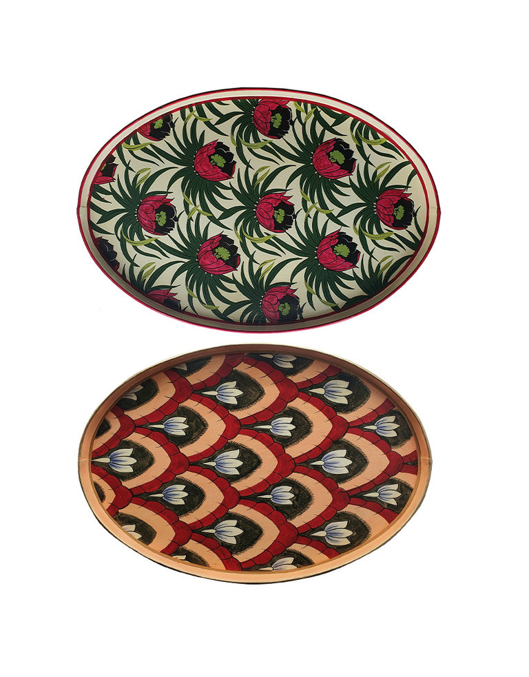 Les Ottomans Large hand painted oval tray - two designs