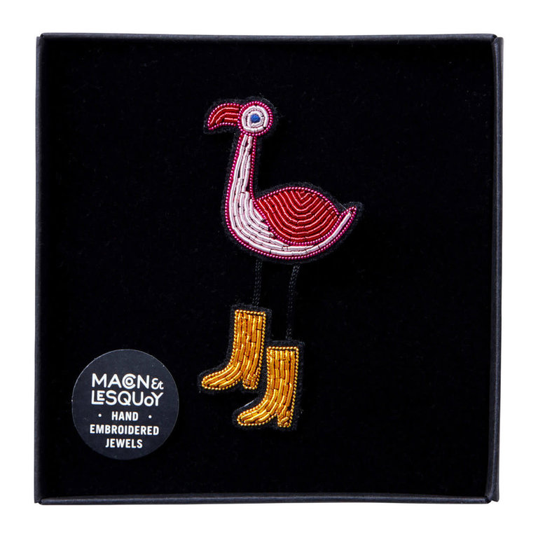 Macon & Lesquoy Broche -  Flamingo in laarzen