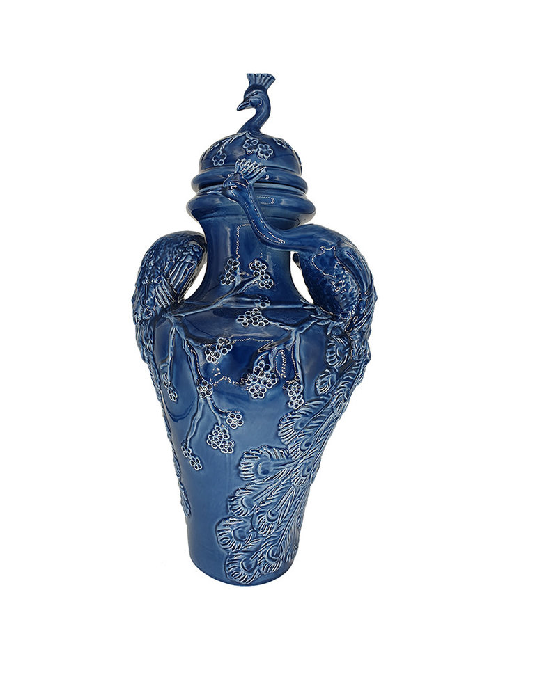 Les Ottomans Large blue Peacock vase